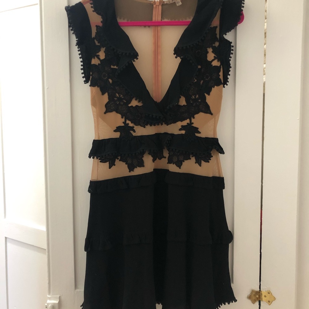 Short black with tan mesh dress